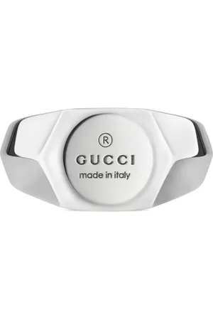 Gucci Sterling Silver Trademark Signet Ring - Ring Size Q.5