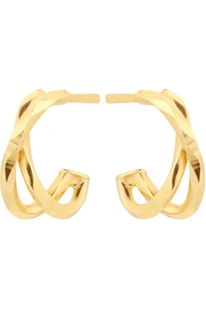 GOLDSMITHS 18ct Yellow Gold Fluid Cross Stud Earrings