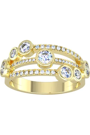 By Request 18ct Yellow Gold Diamond Bubble & Bar Ring - Ring Size O.5