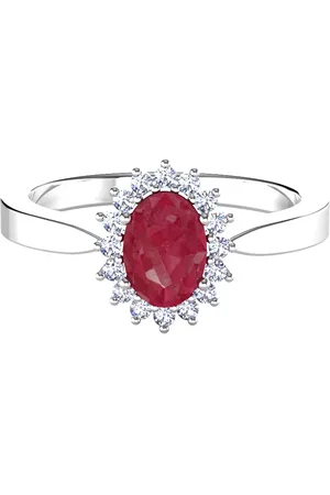 By Request 18ct White Gold Ruby & Diamond Cluster Ring - Ring Size A