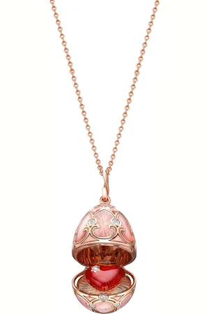 Faberge Heritage 18ct Rose Gold Diamond & Pink Enamel Heart Surprise Locket
