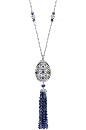 Faberge Imperial Impératrice 18ct White Gold & Blue Sapphire Tassel Pendant