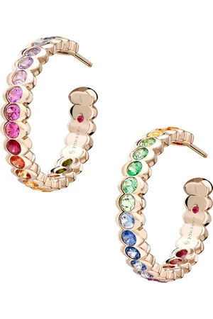 Faberge Colours of Love Cosmic Curve 18ct Rose Gold Multistone Hoop Earrings