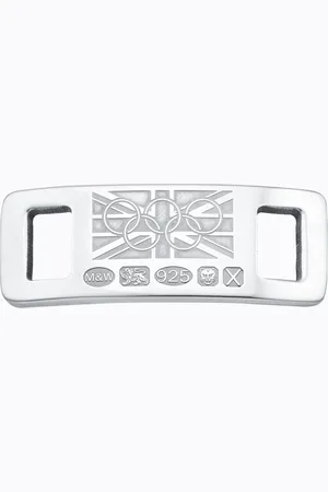 Mappin & Webb Team GB Sterling Silver Lace Locks Union Flag and Rings Design. Laser Engraved. Rhodium Plated
