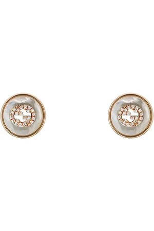 Gucci Interlocking 18ct Rose Gold Diamond & Mother Of Pearl Stud Earrings