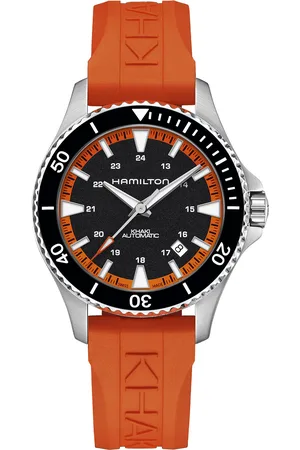 Hamilton Khaki Navy Scuba Auto 40mm Mens Watch Black Dial Orange Strap