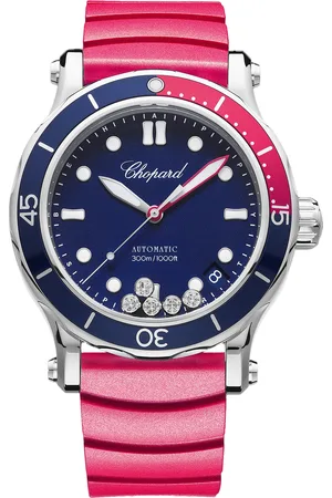 Chopard Happy Sport 40mm Ladies Watch Blue Dial Pink Strap