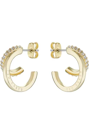 Ted Baker Helias Yellow Gold Coloured Crystal Double Hoop Earrings