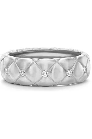 Faberge Treillage Brushed 18ct White Gold & 0.18ct Diamond Ring - Ring Size L