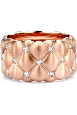 Faberge Treillage Brushed 18ct Rose Gold & 0.41ct Diamond Grande Ring - Ring Size P
