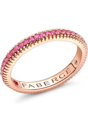 Faberge Colours of Love 18ct Rose Gold Pink Sapphire Fluted Eternity Ring - Ring Size N