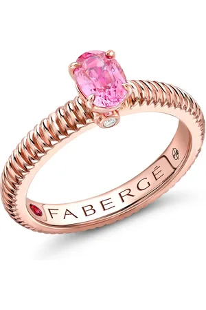 Faberge Colours of Love 18ct Rose Gold Pink Sapphire Fluted Ring - Ring Size L.5