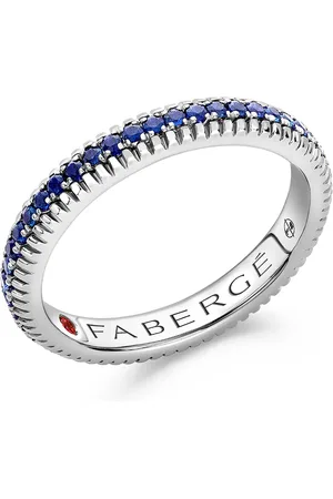 Faberge Colours of Love 18ct White Gold Blue Sapphire Fluted Eternity Ring - Ring Size P