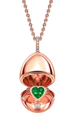 Faberge Essence 18ct Rose Gold Emerald Heart Surprise Locket