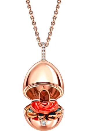 Faberge Essence 18ct Rose Gold Diamond & Ruby Rose Surprise Locket