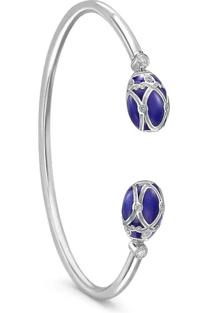 Faberge Heritage 18ct White Gold Diamond & Royal Blue Guilloché Enamel Bracelet