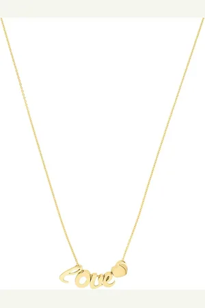Amor 9ct Yellow Gold Love Text Necklace