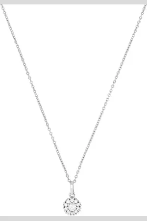 Amor Silver Cubic Zirconia Round Halo Pendant Necklace