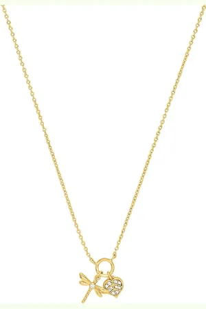 Amor Yellow Gold Coloured Sterling Silver Dragonfly Pendant Necklace