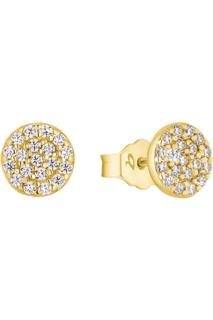 Amor 9ct Yellow Gold Cubic Zirconia Circle Stud Earrings