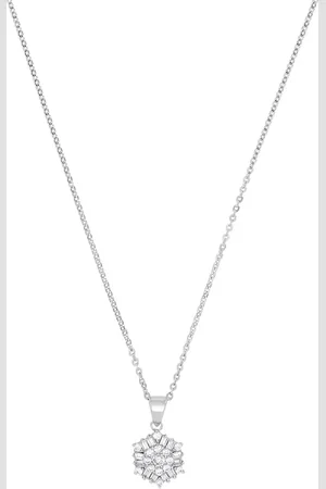 Amor Silver Cubic Zirconia Custer Round Pendant Necklace