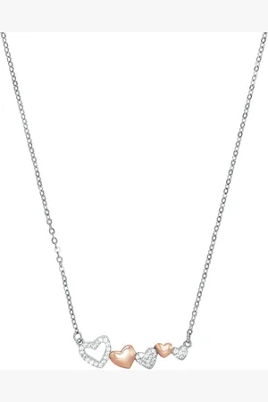 Amor Silver Cubic Zirconia 5 Heart Pendant Necklace