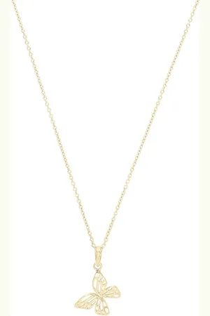 Amor Yellow Gold Coloured Sterling Silver Butterfly Pendant Necklace