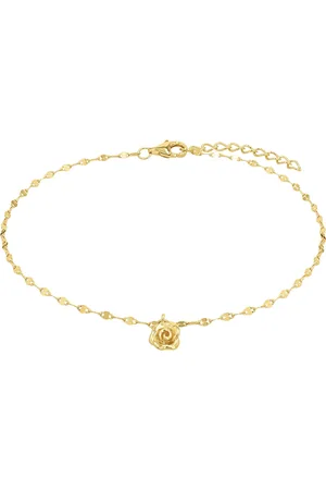 Amor Yellow Gold Coloured Sterling Silver Flower Anklet