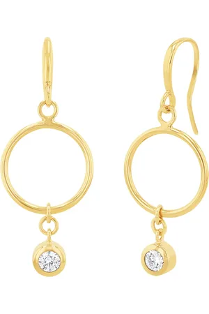 Amor Yellow Gold Coloured Sterling Silver Cubic Zirconia Circular Drop Earrings