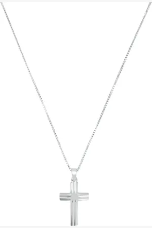 Amor Silver Textured Cross Pendant Necklace