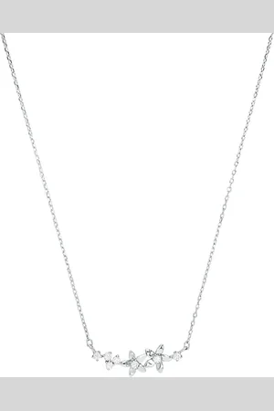 Amor Silver Cubic Zirconia Flower Bar Pendant Necklace