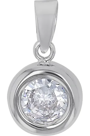 Amor 9ct White Gold Cubic Zirconia Circle Pendant