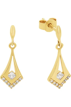 Amor 14ct Yellow Gold Cubic Zirconia Drop Earrings