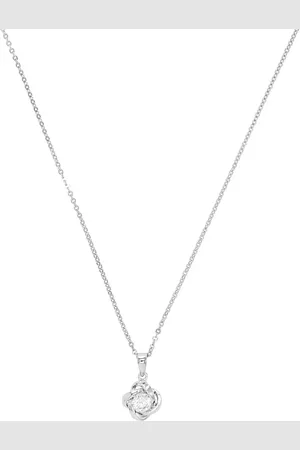 Amor Silver Cubic Zirconia Floral Pendant Necklace