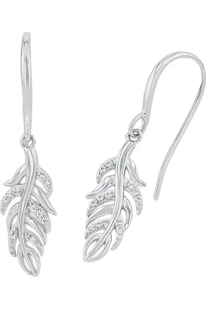 Amor Silver Cubic zirconia Leaf Drop Earrings