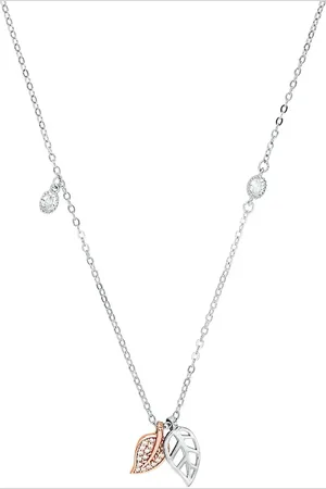 Amor Silver Double Leaf Pendant Necklace