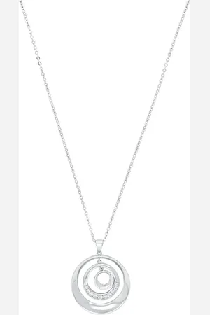 Amor Silver Cubic Zirconia Triple Circle Pendant Necklace