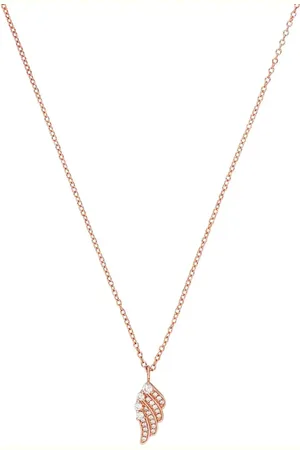 Amor Rose Gold Coloured Sterling Silver Cubic Zirconia Wing Pendant Necklace