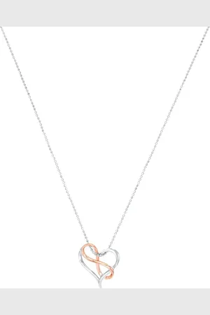 Amor Silver Bi Colour Heart & Infinity Pendant Necklace
