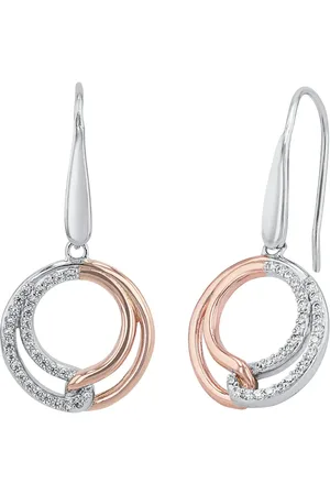 Amor Silver Bi Colour Circle Drop Earrings