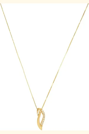 Amor 14ct Yellow Gold Cubic Zirconia Pendant Necklace