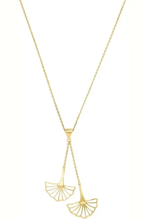 Amor 9ct Yellow Gold Leaf Design Pendant Necklace
