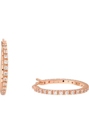 Amor Rose Gold Coloured Sterling Silver Cubic Zirconia Hoop Earrings