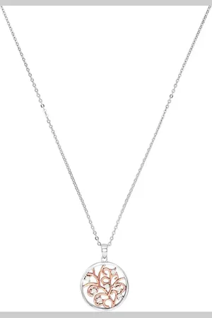 Amor Siver Cubic Zirconia Floral Pendant Necklace