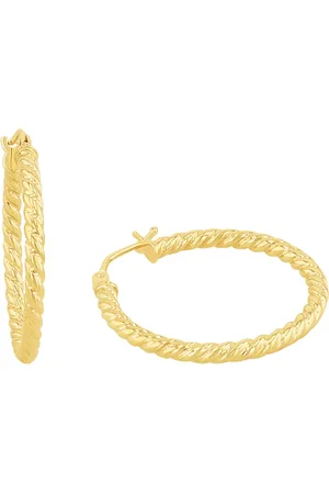 Amor 9ct Yellow Gold 25mm Textured Hoop Earrings