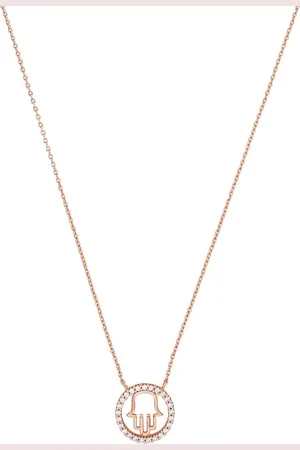 Amor Rose Gold Coloured Sterling Silver Cubic Zirconia Hand Pendant Necklace