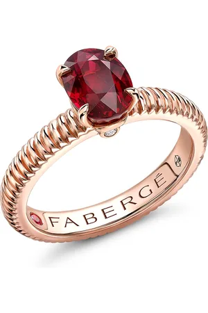 Faberge Colours of Love 18ct Rose Gold Yellow Sapphire Fluted Ring - Ring Size N