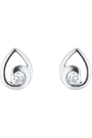 GOLDSMITHS 9ct White Gold 0.10cttw Diamond Pear Halo Stud Earrings