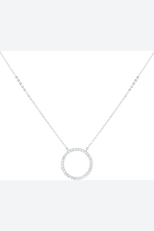 GOLDSMITHS 9ct White Gold 0.10cttw Diamond Circle Necklace