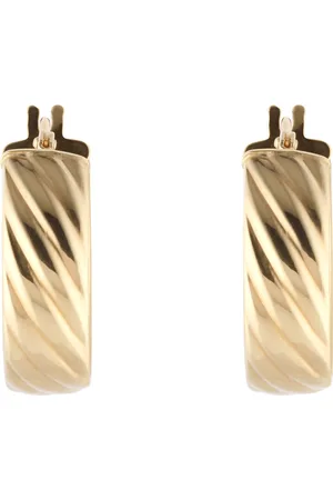 GOLDSMITHS 9ct Yellow Gold 15mm Textured Hoop Earrings